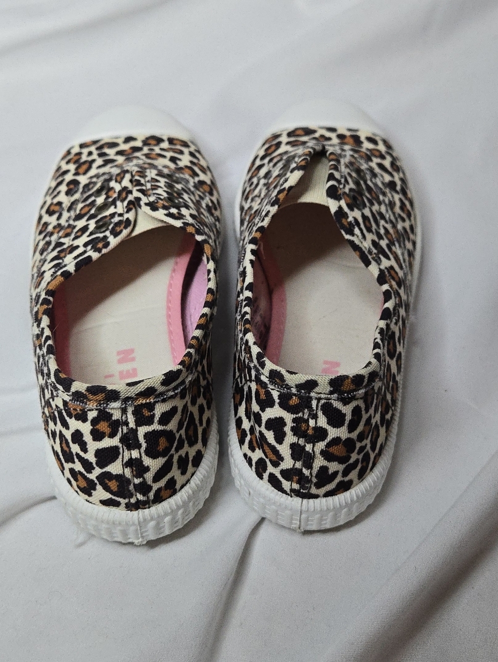 Mini Boden Leopard Print Pink Canvas  Slip-On Kids Sneakers Little Girl 13-13.5 - Picture 7 of 8